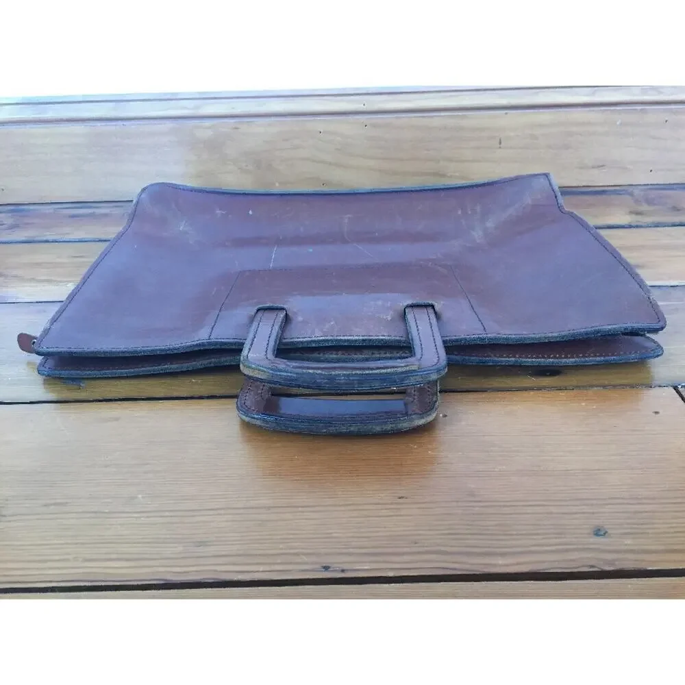 Vtg Schlesinger Brothers Cali Saddle Leather Attache Briefcase Laptop Bag 17